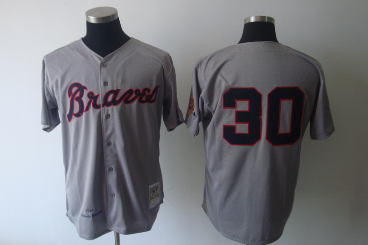 Mitchell And Ness 1969 Braves #30 Orlando Cepeda Grey Stitched MLB Jersey - Click Image to Close